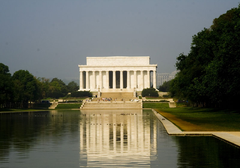 The Lincoln Memorial, designed by architect Henry Bacon, is located on the 